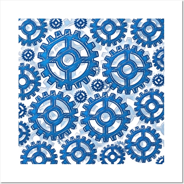 Blue gear wheels Wall Art by Gaspar Avila